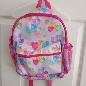 "What's Next Kids" Pink rainbow colorful Heart Kids Backpack 12in